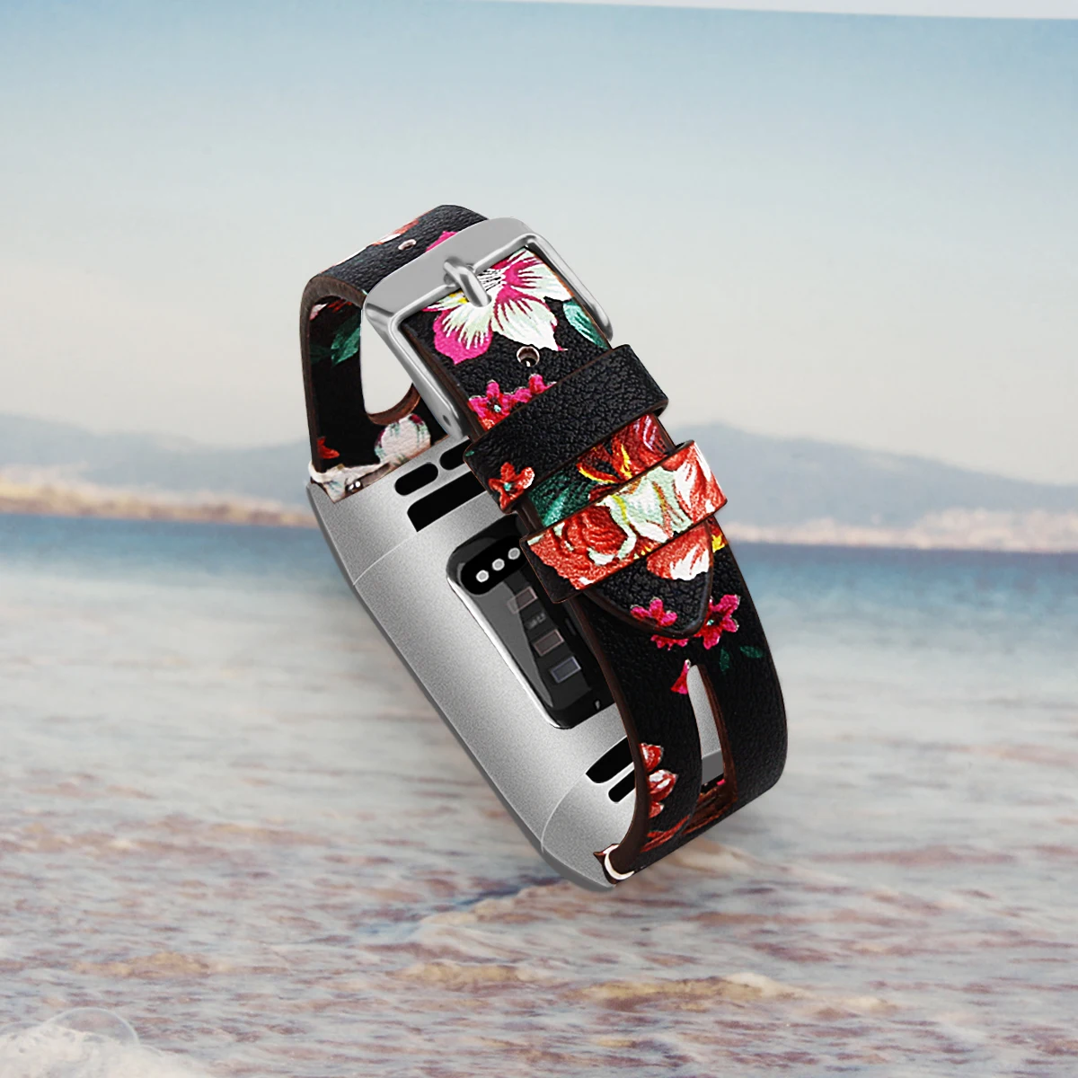 Кожаный спортивный браслет для Fitbit Charge 3 ремешок с пряжкой ремешок для часов с цветочным принтом из воловьей кожи Замена для Fitbit Charge 3 Band