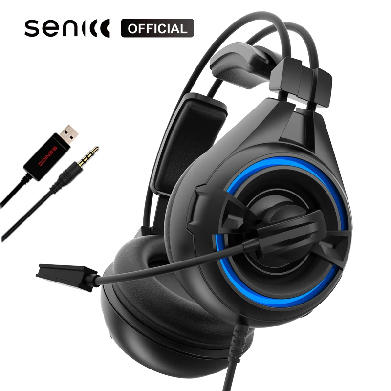 SENICC A6 USB 3 5 мм светодиодный шумоподавление Игровые наушники Flying wing Gamer гарнитура с