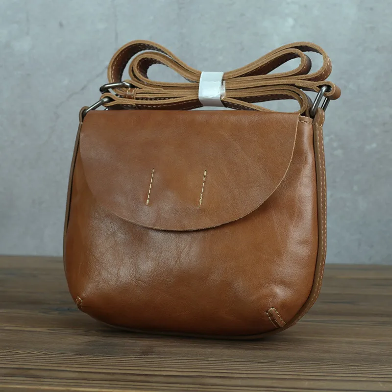 Shoulder Bags Women Oil Wax Cow Leather Tassel Top-handle Bags