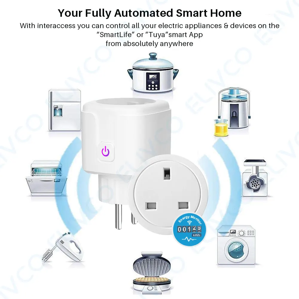 FAN YE Tuya Smart Plug, 10A/16A/20A, WiFi US Socket, Voice Control,  Compatible with Smart Life App & Google Home 20A