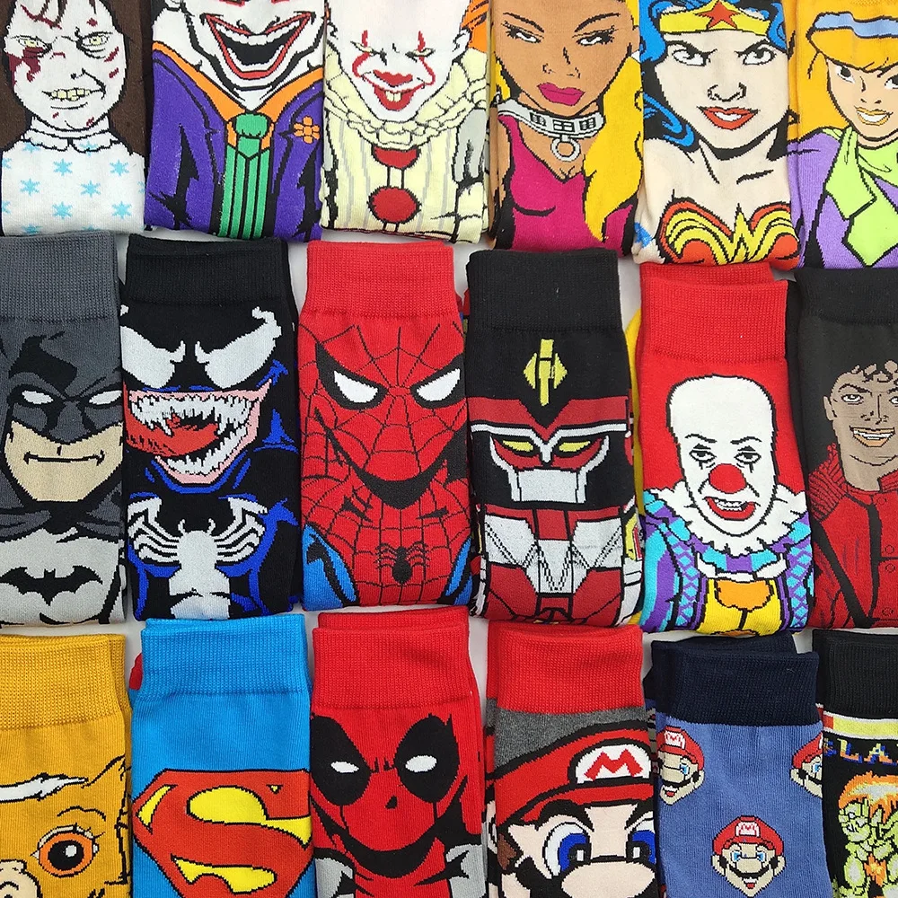 New Funny Fashion Adult Sockings Personality Anime Superhero Deadpool Wade Winston Wilson Tube Socks High Quality Cotton Sports | Мужская
