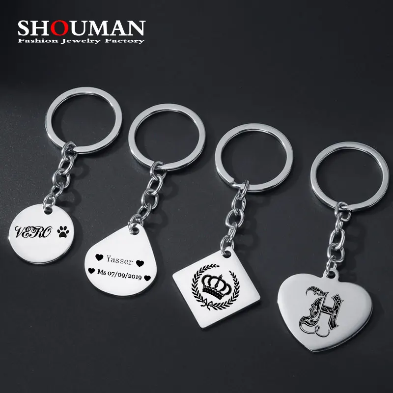 

SHOUMAN Cute Personalized Custom Boy Baby Girl Name Birth Weight Height Pattern Mom And Dad Gift Stainless Anti-lost Keychain