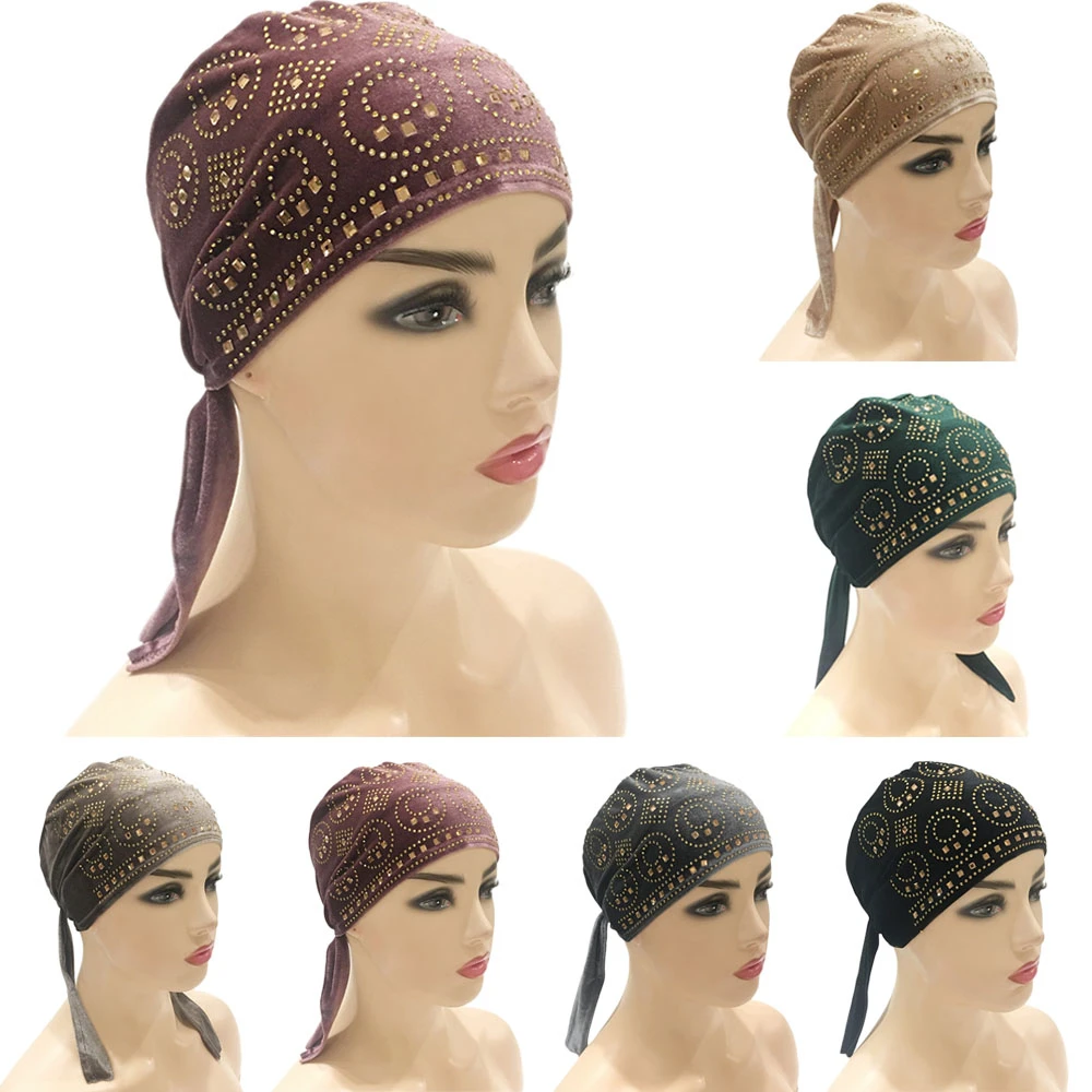 Muslim Hijab Underscarf Women Turban Beanie Wrap Headwear Cap Bonnet Chemo Hat 