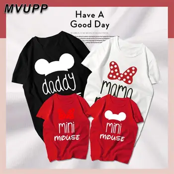 

Mickey-Minne Family Set T-Shirts Family Matching Outfits Dad Mom and Children Matching Crew Round Neck Shirts