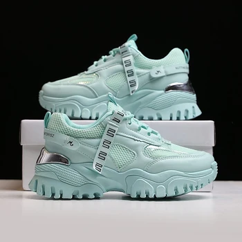 

2020 Women Fashion Chunky Sneakers Platform Designers Orange Vulcanized Shoes Woman Sports Blue Casual Shoes Tennis Female Beige