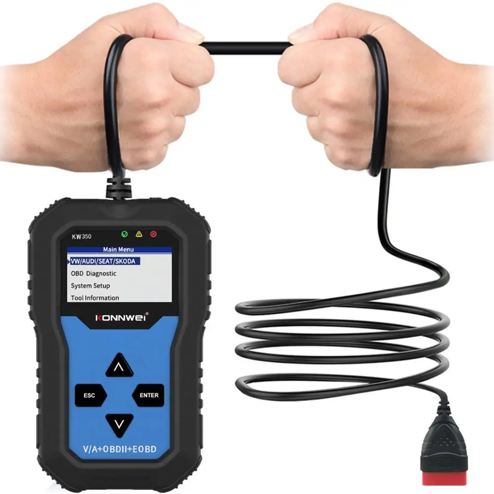 KONNWEI KW350 Профессиональный OBD2 сканер автомобильный считыватель кодов для VW Audi Skoda
