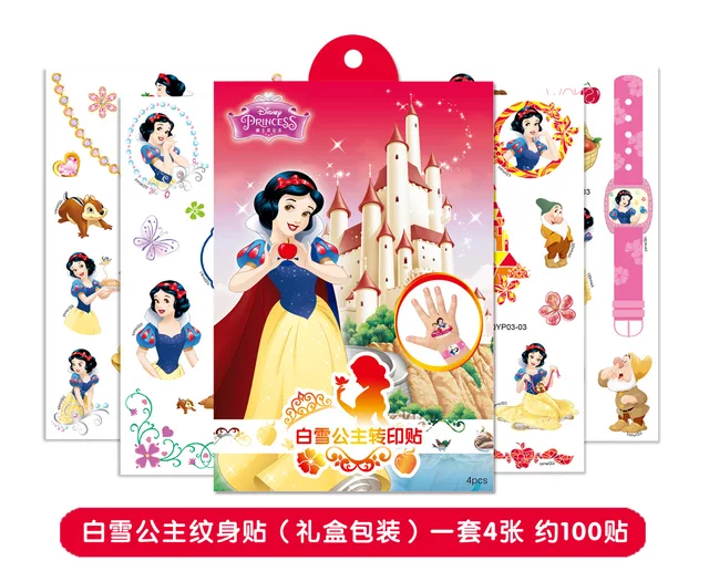New Disney  frozen girls Cartoons Temporary Tattoo Body Art Flash Tattoo Stickers Mickey Minnie Waterproof  Styling Sticker 4 sheet  Q