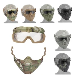 Tactical Mask Goggles Military Hunting Protective Safety Shooting Masks with Goggles Airsoft Paintball Combat Accessories Masks