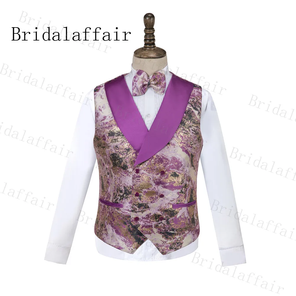 Bridalaffair, Мужские жаккардовые костюмы с отворотом, уникальный узор, лучшие мужские свадебные костюмы, смокинги, Блейзер, жилет, брюки