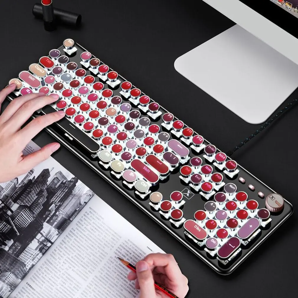 

Wired Gaming Keyboard Mechanical Keyboards 104 Keycaps Retro Laptop Keyboard Computer Game KeyboardsComputer Accessories