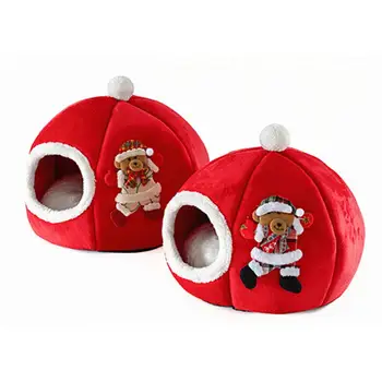 

Christmas Pet Cat House Dog Bed Kennel Puppy Cave Warm Sleeping Bed Christmas Cute Cat Bed Winter Warm Bed For Cats Dog Cage