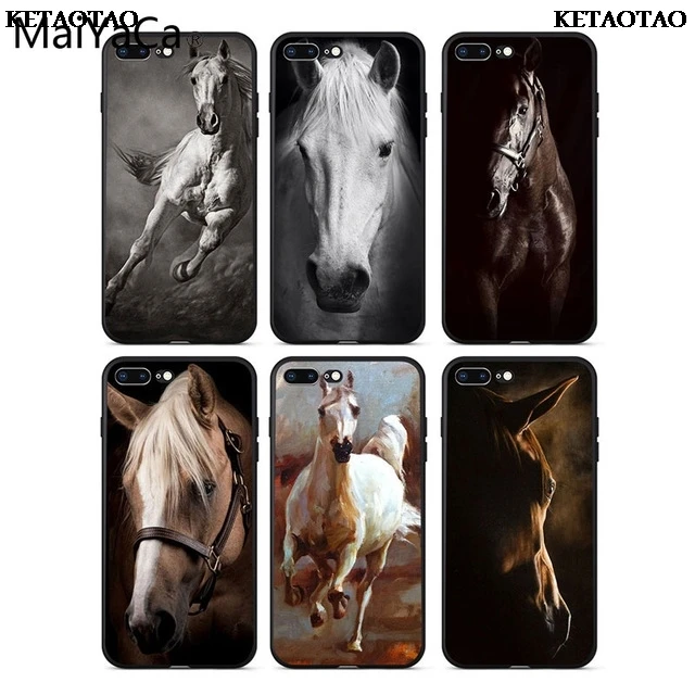 KETAOTAO лошадь животных для iPhone 4S SE 5C 5S 5 6 6S 7 8 Plus X XR XS MAX Черная мягкая крышка чехол