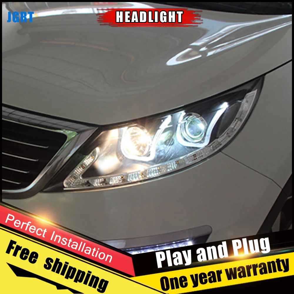 Автомобильные светодиодсветодиодный фары для Kia SportageR 2011 2013 светодиодный ные DRL