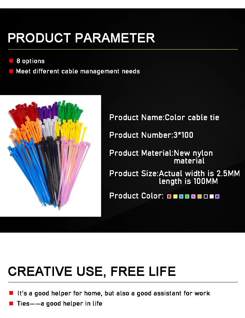 100 Pièces Attache De Câble En Nylon Autobloquante Boucle En Plastique