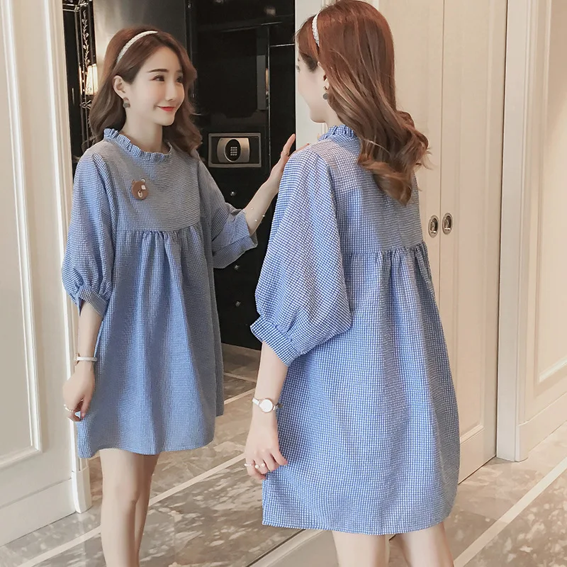 

Tops Maternity Clothes Summer Wear Maternity Clothes Stripes Pregnant Women Dress Loose And Plus-sized Pregnant Women Clothing