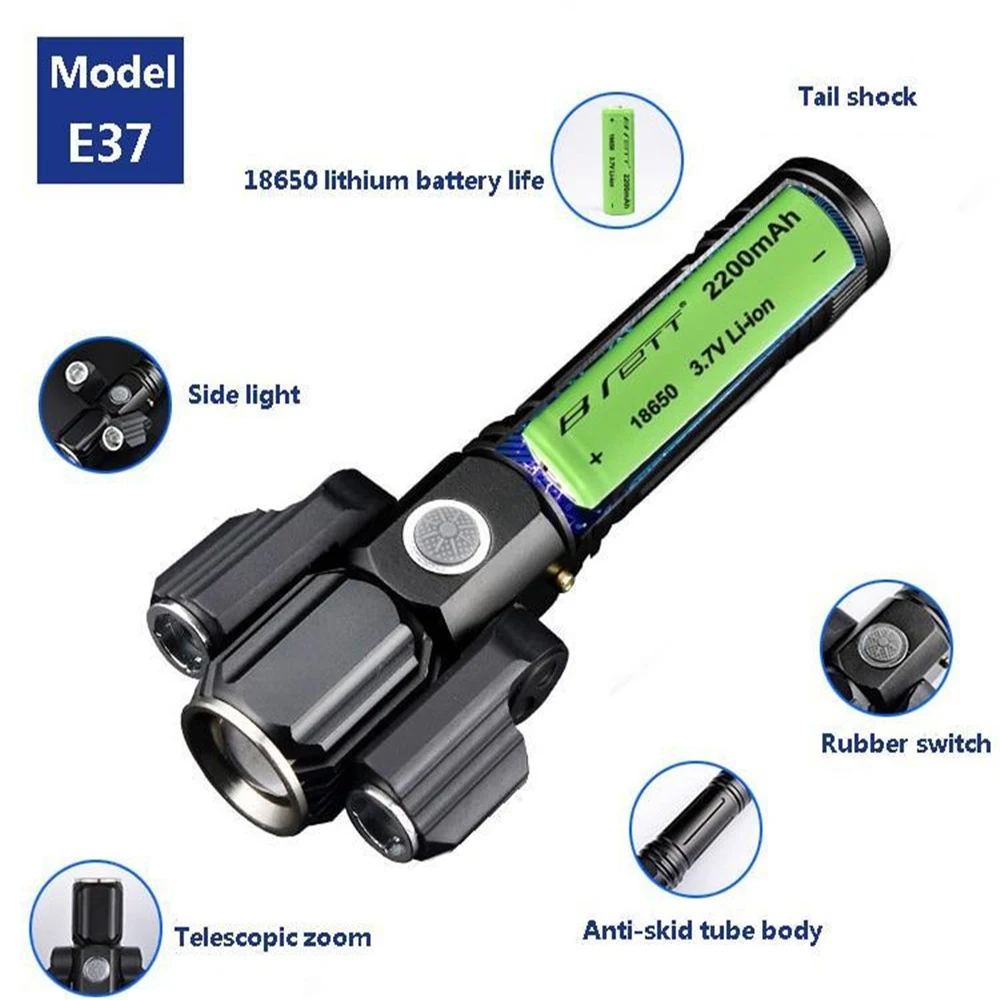 Adjustable Angle Bicycle Lights MTB Bike Front Light 3 LED T6 Flashlight USB Charging Cycling Lamp With 18650 Battery Torch