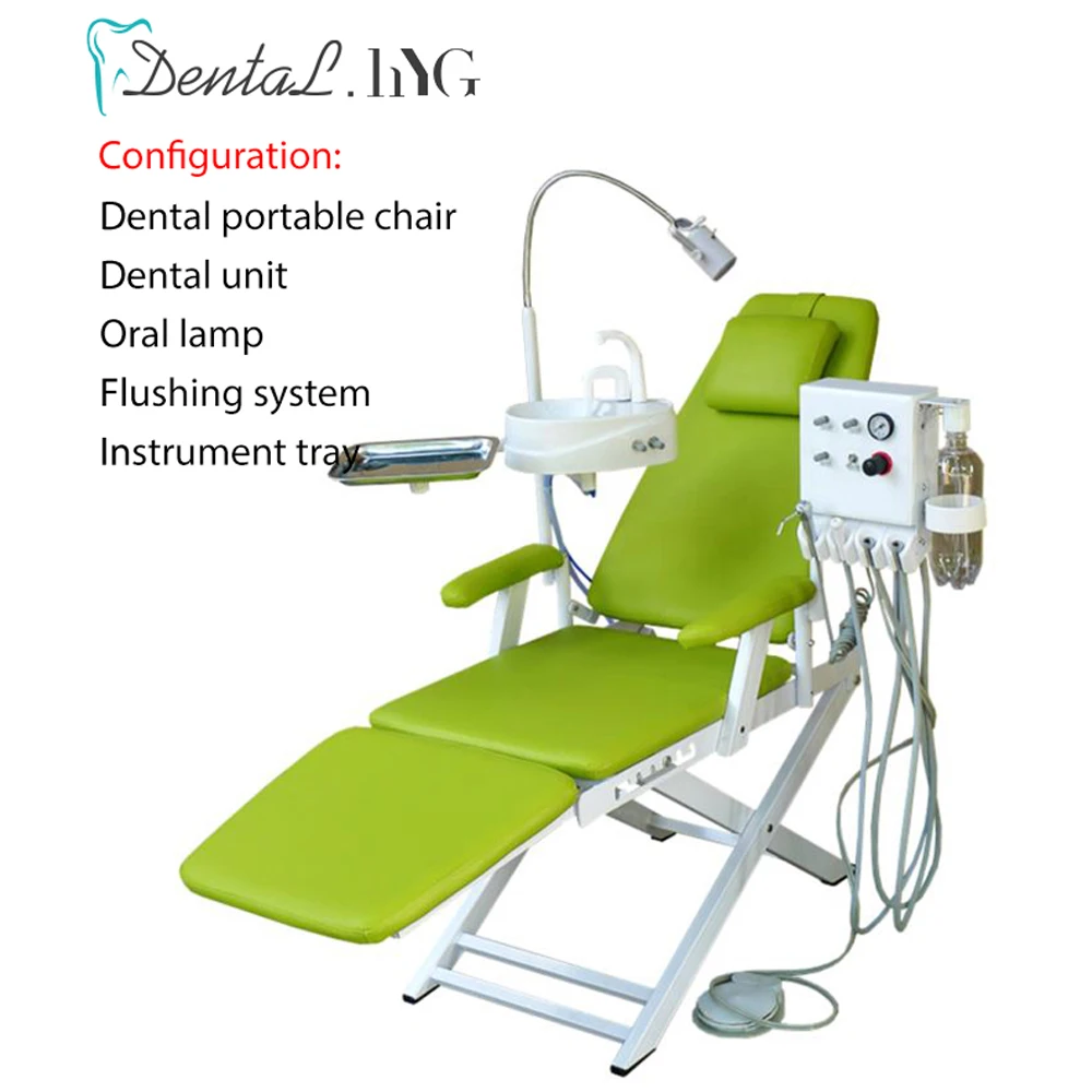 Dental Folding Chair Portable Unit with Air Turbine Unit with LED Oral Light Lamp With Water Flushing Mobile