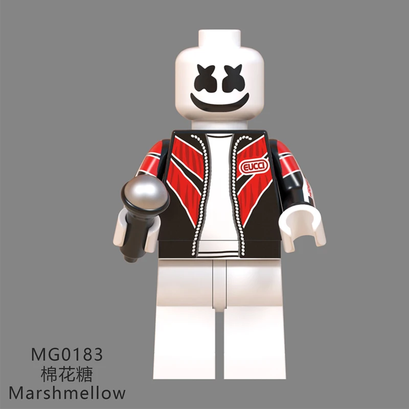 20 шт. известный DJ Marshmallow микрофон AIM Agent Kiss Band строительные блоки DIY Модель экшн-игрушки коллекция для детей Подарки - Цвет: Фиолетовый