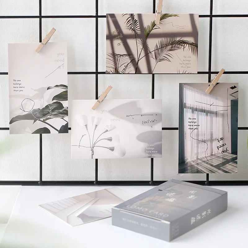 27/28pcs Cartoon Business Cards Birthday Hand Drawn Postcard MINI Message Card Flowers Envelope Postcards Student Stationary