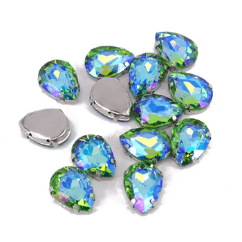 

13x18mm 10pcs Colorful Glass Crystal Claw With Single Loop Teardrop Sew On Rhinestones Flatback Sew On Claw Rhinestone For Cloth