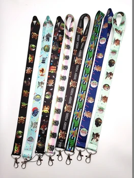 

Hot New 20 pcs Babby Yoda Neck Strap Lanyards Badge Holder Rope Pendant Key Chain Accessories Gift