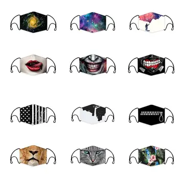 

Fashion mouth face mask Reusable Protective PM2.5 Filter Printing anti dust mouth mask Windproof Mouth-muffle bacteria proof Flu