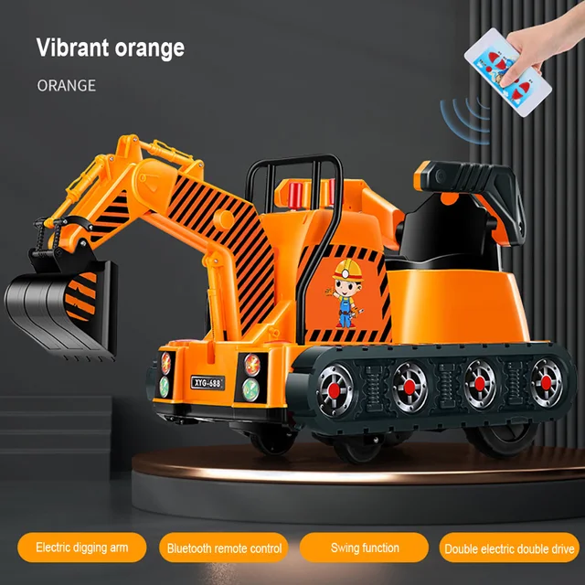 Children'S Electric Excavator Construction Vehicle Boy Girl 1-6years Toy Car With Music Light Bluetooth Remote Control Excavator 2