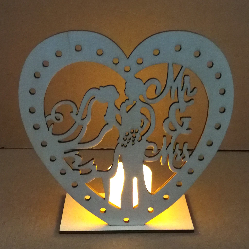 Wedding Heart Wooden Mr Mrs Pendant Table Decoration LED Light Candle Wedding Party Supplies For Adults Favors decor June 11