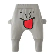 Милые популярные штаны с комбинированным принтом; теплые хлопковые корейские штаны-шаровары для маленьких детей; зимние повседневные брюки