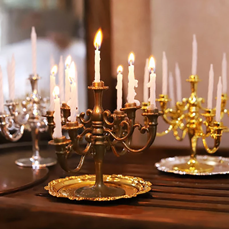 1Set Candles And Candlestick, Birthday Party Cake Candle Holders, Toppers Decoration, Candle Decoration