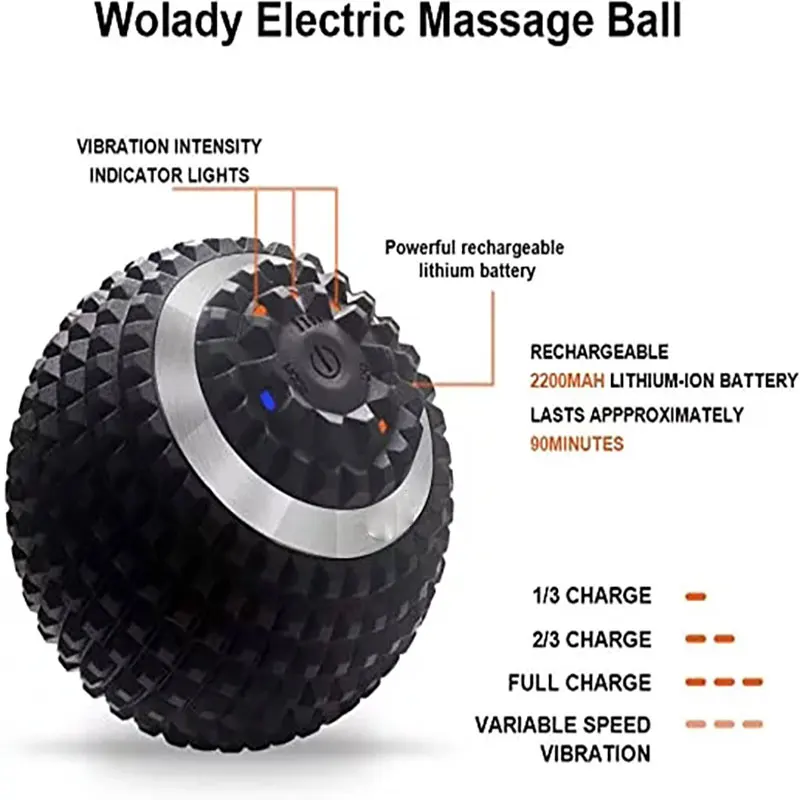 Vibrating Massage Ball 4-Speed USB Rechargeable Massage Roller Hot Electric Ball Training Yoga Fitness Foam Roller