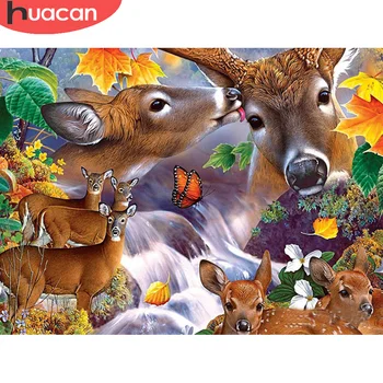 

HUACAN 5D Diamond Painting Full Square/round Deer Diamond Embroidery Animal Mosaic Cross Stitch Home Decor