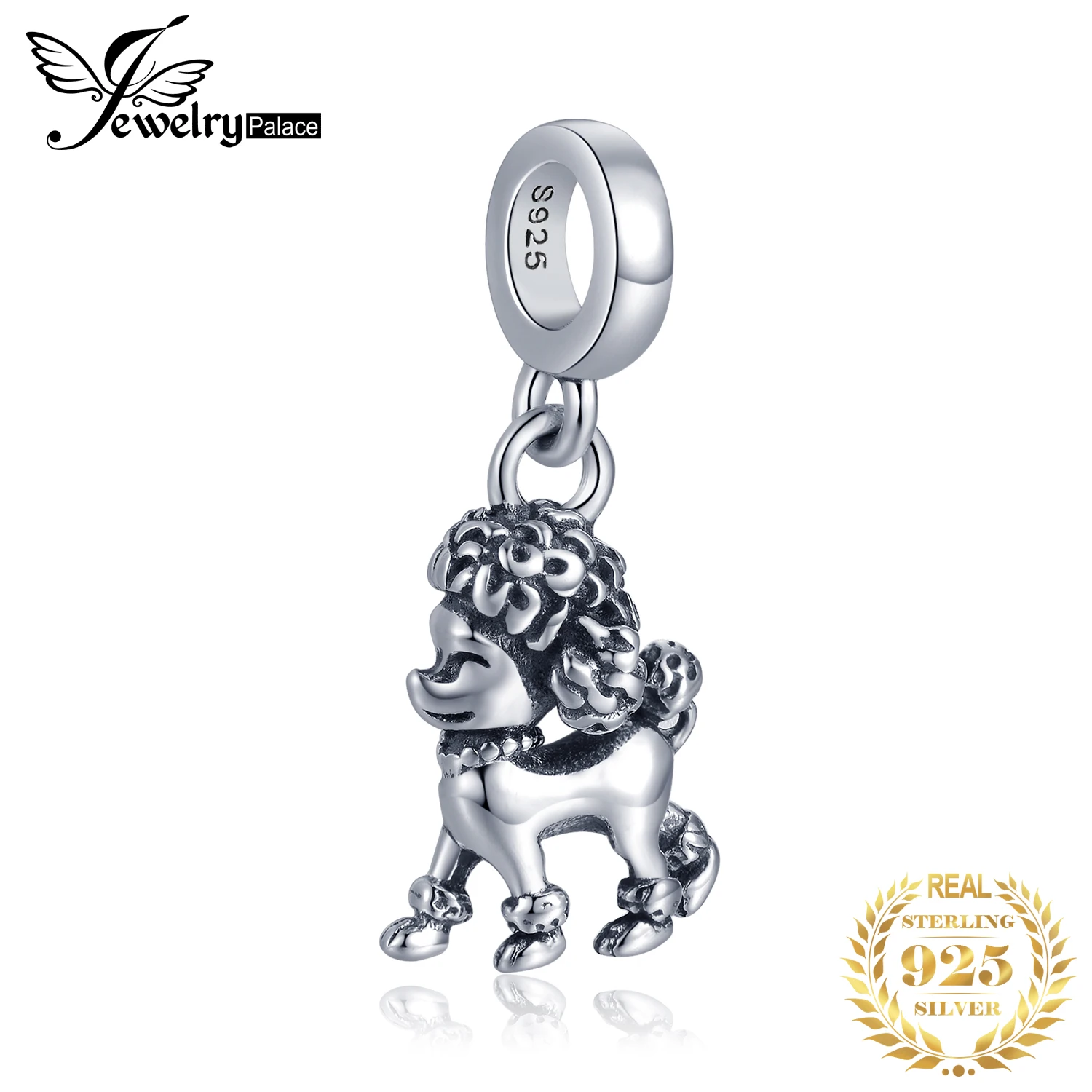JewelryPalace 925 Sterling Silver Dog Lover Poodle Pendant Silver poodle charm charm bracelets for women Not Include A Chainb