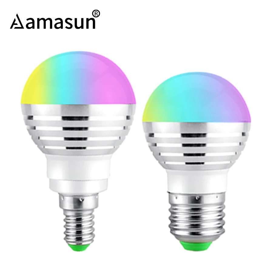 Светодиодная RGB лампа E27 E14 GU10 85 265 в MR16 12 В 3 Вт 5 7 волшебный праздничный свет + пульт