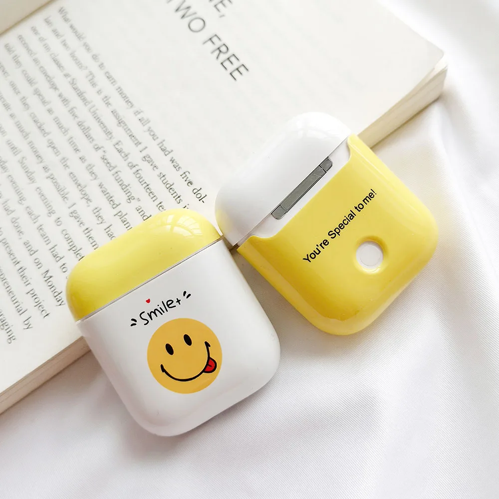 Чехол для наушников со смайликом для Apple Airpods 2 1 Air Pods чехлы с милым корпусом чехол для наушников AirPod Защитные чехлы для гарнитуры