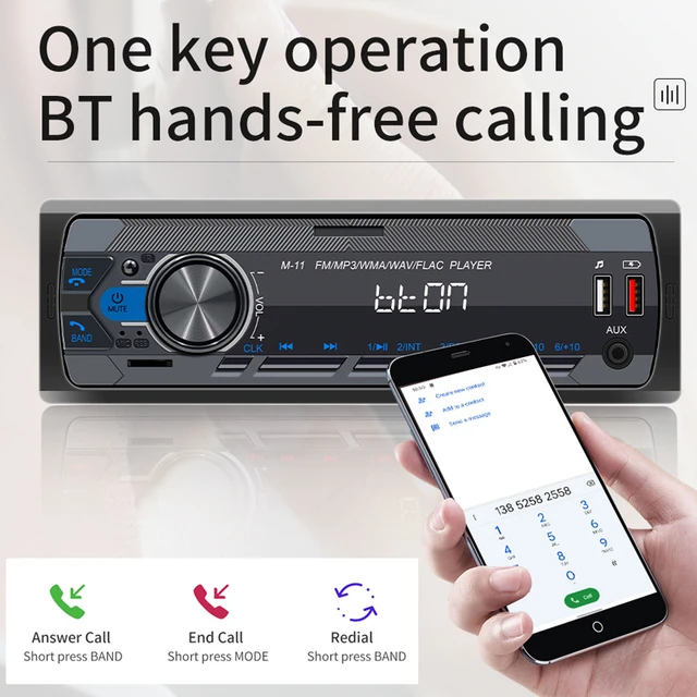 InDash 車のBluetoothインダッシュラジオステレオオーディオヘッドユニットプレーヤーMP3 / USB / TF / AUX
