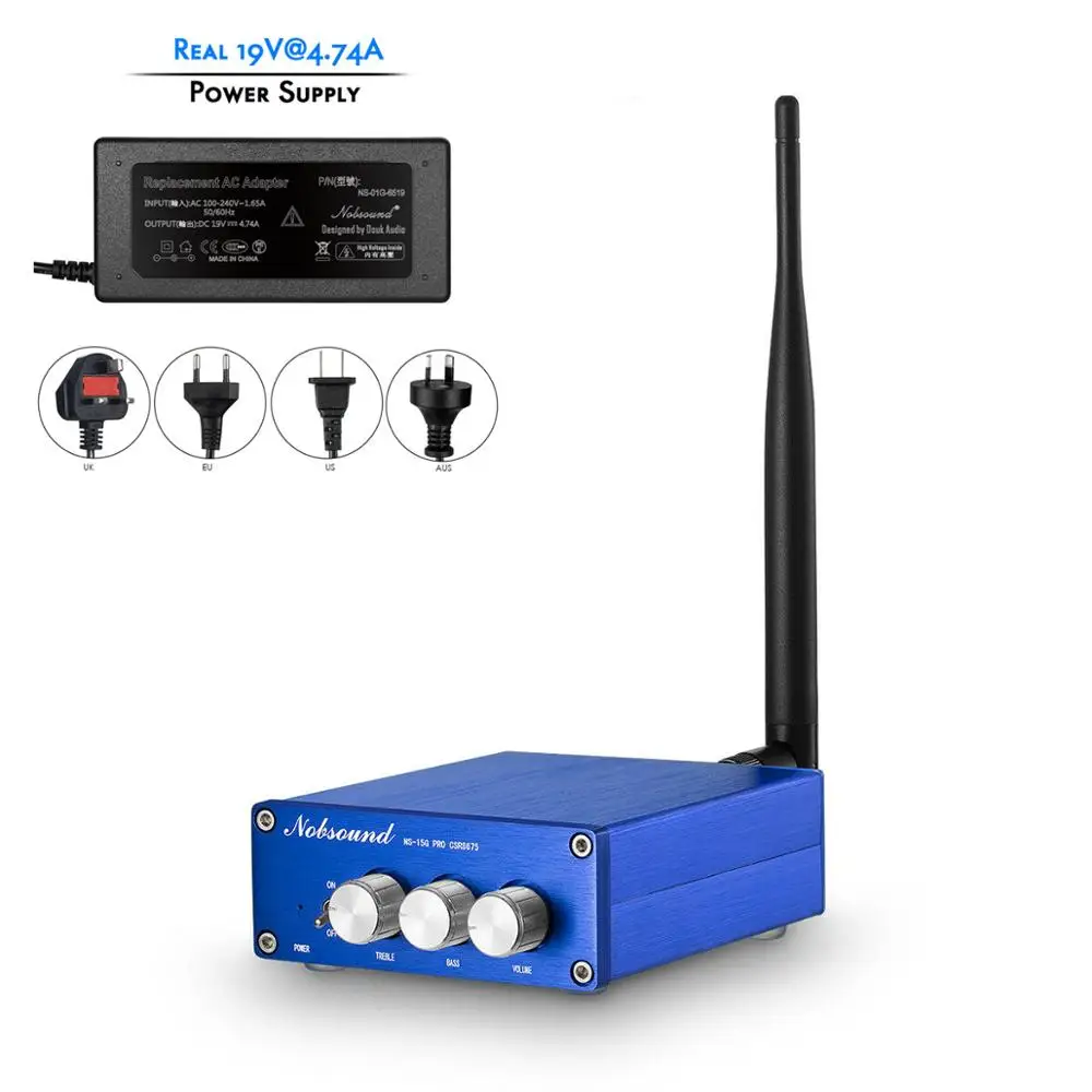 With Power Supply Nobsound CSR8675 Bluetooth 5,0 цифровой усилитель мощности аудио мини HiFi APTX-HD 100 Вт+ 100 Вт - Цвет: With Power Supply
