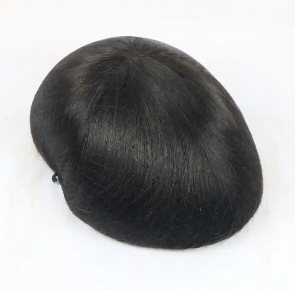 1B # Eversilky Non-surgical Toupee remy hair system V Loop Hairline парик из тонкой кожи замена волос система прямые мужские парики - Парик Цвет: 1B #