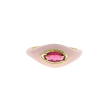  White Blue Purple Pink Enamel Marquise Eye Shaped Women Finger Ring Gold Color Colorful Summer Jewelry 