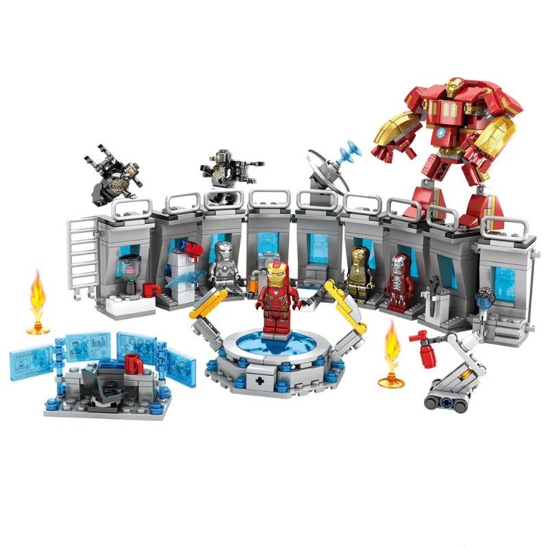 

Super Heroes Iron Man Underground Laboratory Base Mark Armor Marvel Avengers Infinity War Building Block Brick