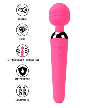 

10 Speeds Vibration Cordless Magic Wand Massager - Rechargeable Handheld Personal Massager for Muscle Aches and Sports Recovery