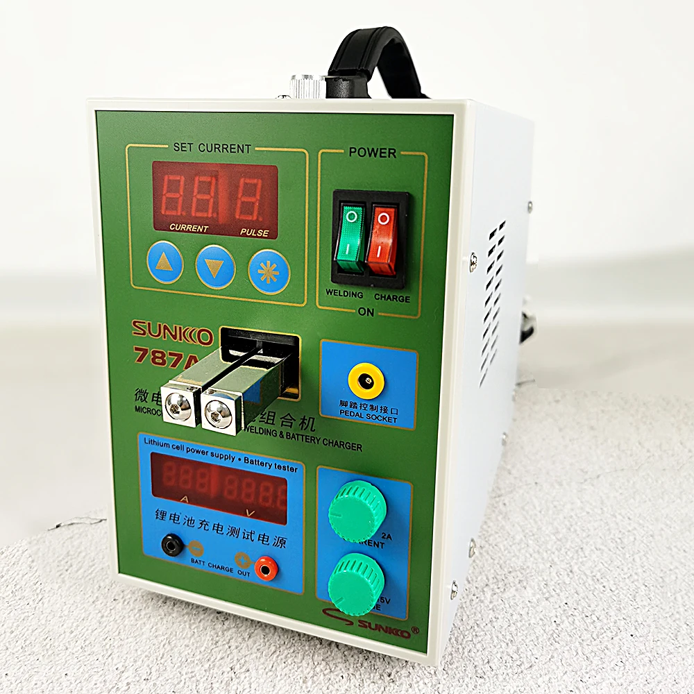 787A+ Spot Welder 18650 lithium battery test and charging 2in1 double pulse precision welding with electric soldering iron type c ios andorid socket connector test board with pcb board detection tail plug micro board battery power charging testing