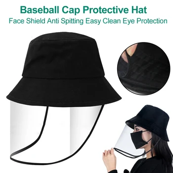 

Adjustable Strap Safety Mask PVC Detachable Dustproof Anti Spitting Baseball Cap Eye Protection Protective Hat Face Shield