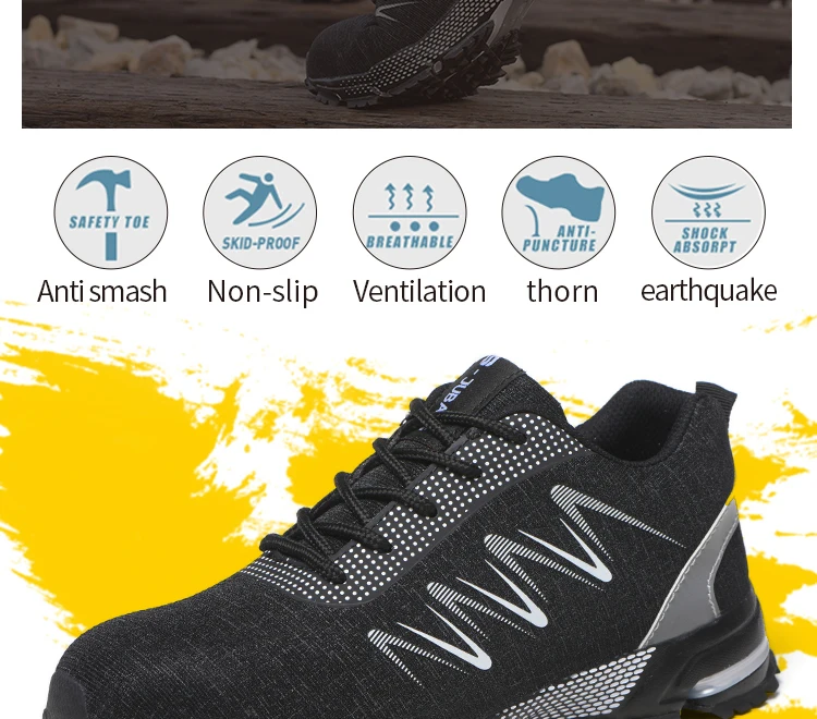 Steel Toe Construction Work Shoes Fashion Men Women Ultralight Mesh Industial Safety shoes