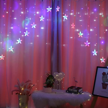 

Star light bed curtain LED light string ins wind girl heart decoration festival light curtain curtain light wedding neon light