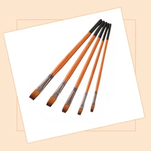 5 шт. Оранжевый Красный нейлоновый волос деревянная ручка Акварельная кисть для рисования, ручка Набор для обучения масляная Акриловая картина художественные краски кисти плоские
