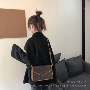 

Classical Brown Flower Women Messenger Hand Bag Tote Crossbody Bag Vintage Brand Leather Handbag Clutch Diamond Lattice Handbags