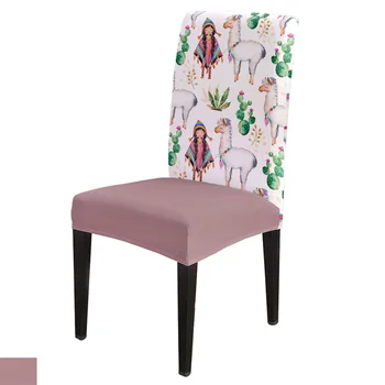 

Indain Girl And Lama Spandex Elastic Dining Chair Slipcover Removable Kitchen Seat Case Stretch Chair Cover for Banquet