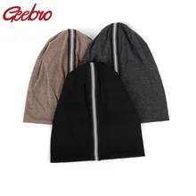 Geebro Женская лента на молнии Мягкие хлопковые шапки-бини шапка модная одноцветная мешковатая сутуляющаяся шапка с черепом и кепкой женские подарки на день рождения