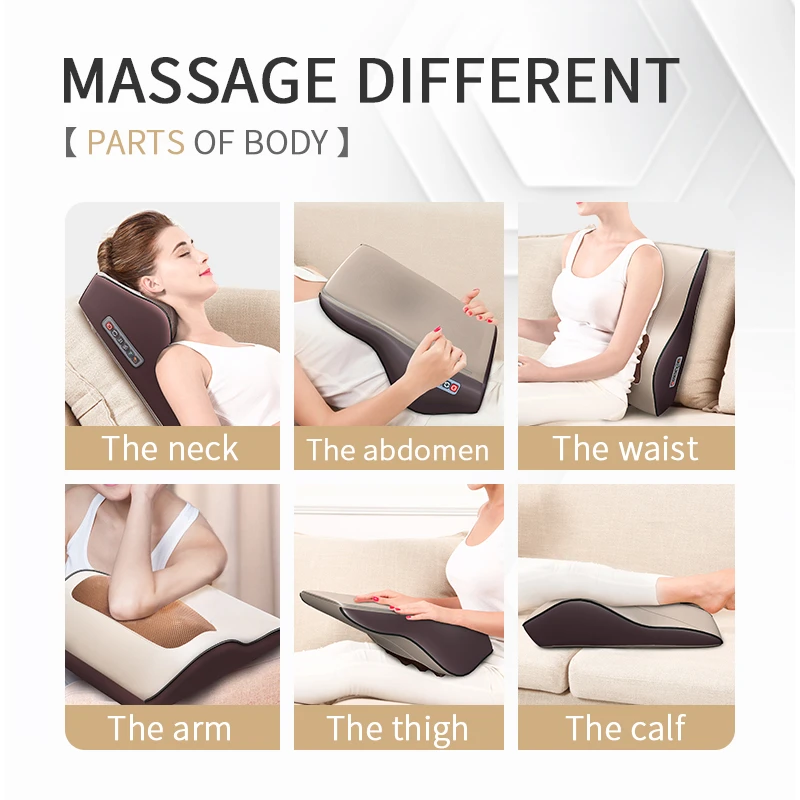 Jinkairui Neck Massager Car Home Cervical Shiatsu Massage Shoulder Back Waist Body Electric Massage Pillow Cushion Relieve Pain